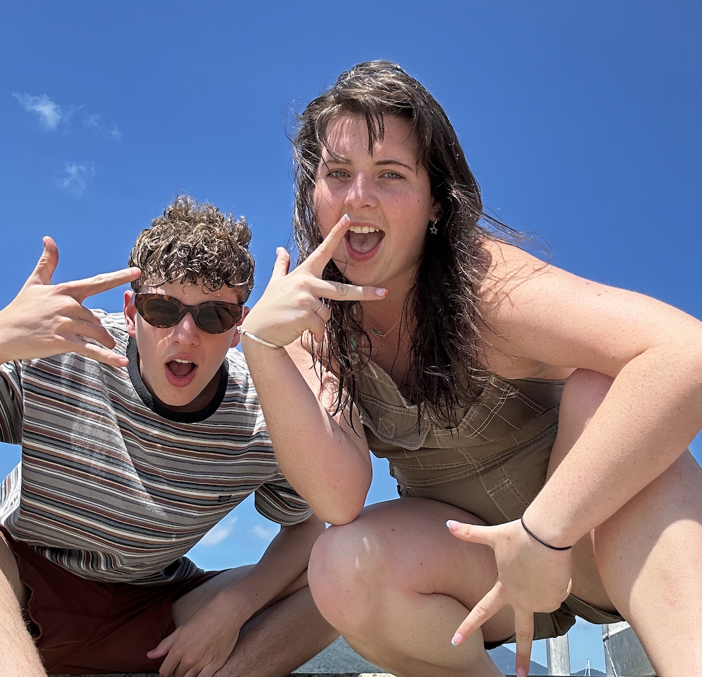 Kirra and Tate posing on dock