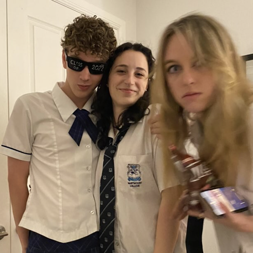 Tate and friends at cross dress school party